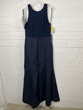 Alfred Sung Midnight Blue JERSEY BODICE MIKADO Gown Size 6 NWT D737