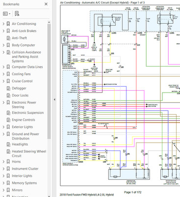 Ford Fusion Hybrid 2018 Color Wiring Diagrams Schematics L4 2.0L FWD pdf