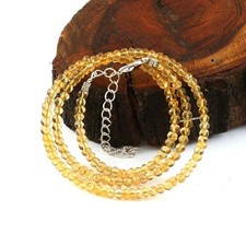 A++ Natürlicher Citrin facettierte Rondelle Edelstein Perlen Damen Halsband...