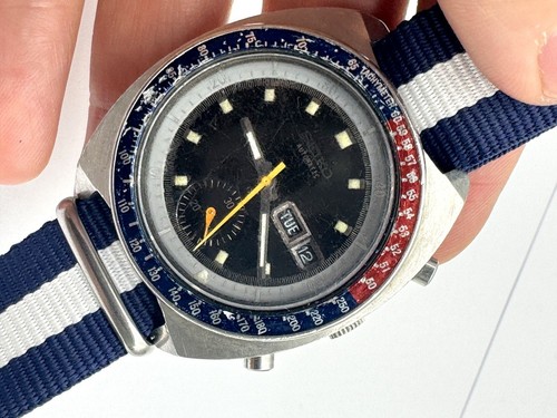 Juli 1973 Seiko 6139-6005 Blue Pogue Pepsi Bezel Chronograph All Original WORKS - Bild 5 von 17