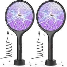 Electric Fly Swatter Bug Zapper Racket 4000V LED Screen Dual Modes Fly Zapper Re