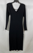 Dress the Population Women's Black Zaria Ribbed Long Sleeve Midi Dress Sz XL NWT