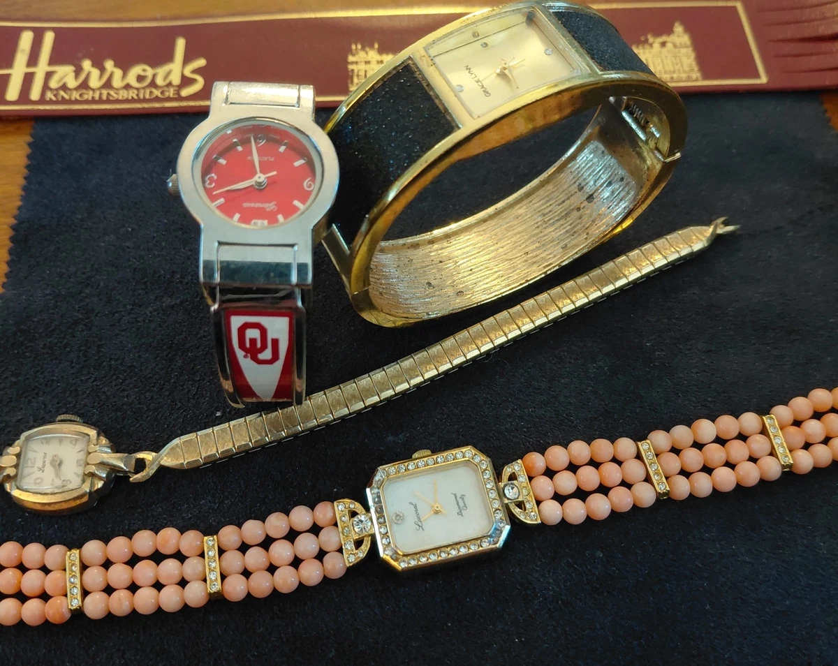 Geneva Stainless Steel water resist woman  golden leather wristband wristwatch 14 Kt Gold Ladies Geneva Hand Winding Wristwatch - Etsy main image 2