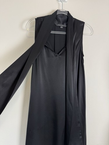 Abbey Glass Tie Neck Silk Dress Women’s Small Black Satin - Picture 5 of 11