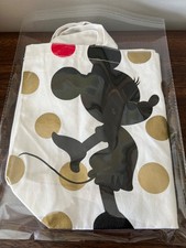 DISNEY MINNIE BEAUTY BY SEPHORA COLLECTION CANVAS BAG TOTE 18X10 DOT WHITE NEW