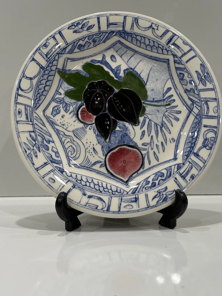 Gien Oiseau Bleu France Plates 5 Hand Painted Canape Salad Dessert 6.5” HTF - Image 2 of 4