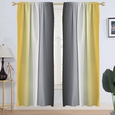 Yellow and Grey Window Curtain Gray Black White Ombre Art Aesthetic Boys Girl...