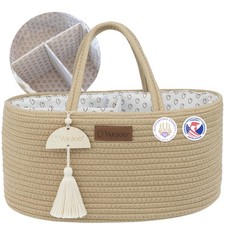 Baby Diaper Caddy Organizer, Portable Nursery Storage Basket with Sturdy Hand...