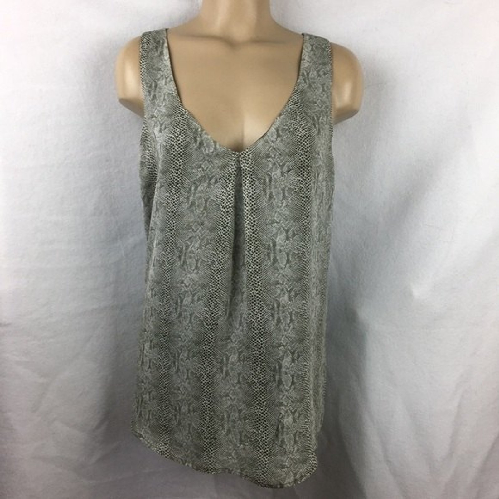 JOIE 100% Silk Gray Snake Python Print Sleeveless… - image 4