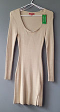 Guess Women's Fitted Mini Knit Stretch Sweater Dress Long Sleeve Small
