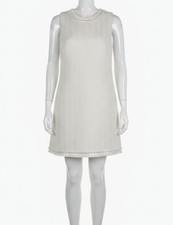 Alice + Olivia Women's White Tweed Embellished Round Neck Coley Dress Size 12
