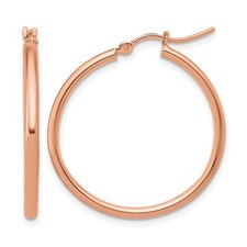 30mm 14k Rose Gold 2mm Polished Hoop Earrings LE887