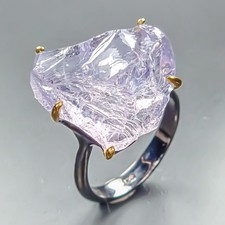 One of a kind 35 ct Natural Amethyst Ring 925 Sterling Silver Size 8 /R457261