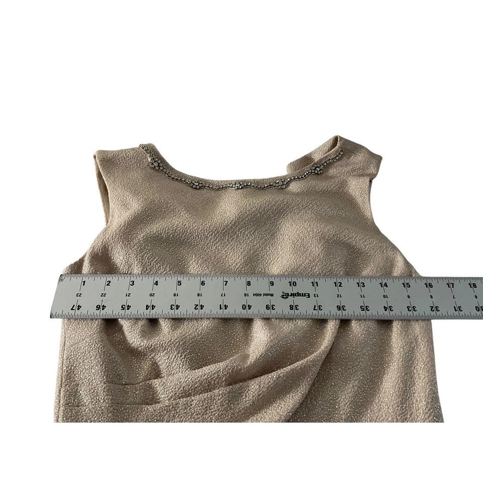 Vestido Tahari Para Mujer Mediano Plateado Brillante Vestido Cuentas Noche Maxi Formal Foto 4 de 4