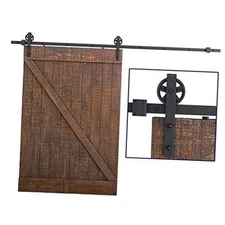  Heavy Duty Sliding Barn Hardware Kit, 4FT - 18FT, Black, Smoothly and 12 Feet