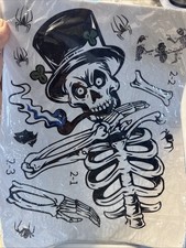 Halloween Window Clings Skeleton Ghost Spiders 6 Sheets