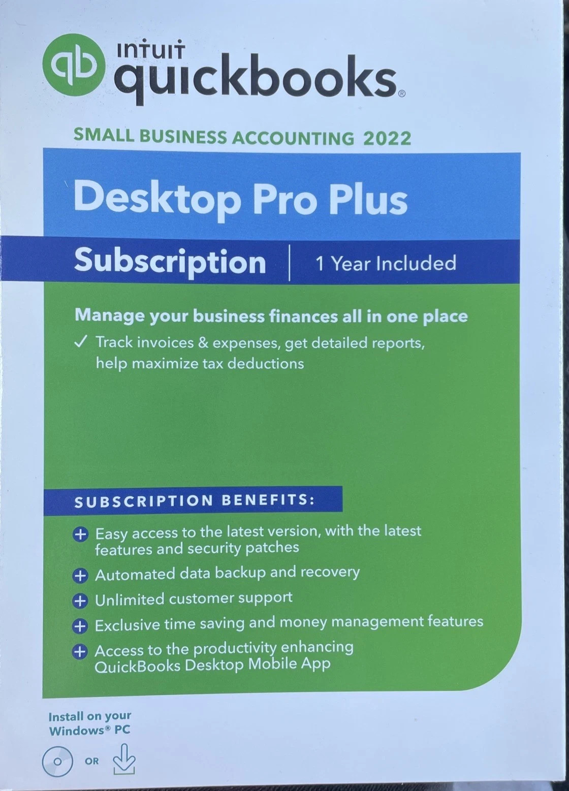 Sealed Intuit Quickbooks Desktop Pro Plus Small Business Accounting 2022