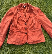 DRESSBARN WOMENS CORDUROY BLAZER JACKET ORANGE POCKETS SZ M