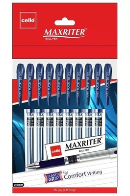 10 x Cello Maxriter  Ball Pen Blue 0.5mm Smooth Writing - India
