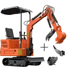 NEW Mini Excavator 1 Ton B&S Engine Track Digger 13.5HP+RIPPER-1TON+Quick Hitch