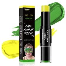 Dual-Ended Face Paint Stick- 2 Colors in L（12.5G/ 0.44OZ）, GREEN+YELLOW 