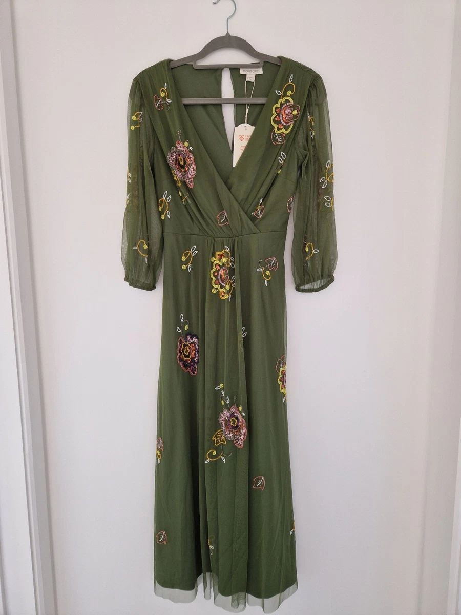 monsoon green sequin dress Monsoon Ottili Embroidered Sequin Maxi Dress