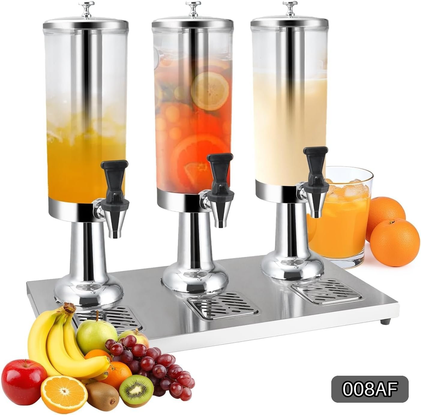 Hot & Cold Beverage Dispenser 3-Head 2.38 Gal Silver #R043