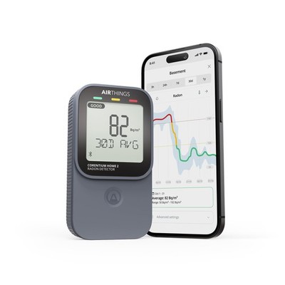 Airthings 325 Corentium Home 2 digitaler Radondetektor Bluetooth tragbar