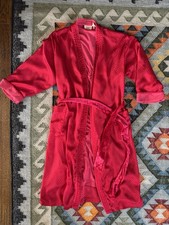 Victoria's Secret Robe Gold Label Terry Lined Satin Long Bathrobe P/S Vintage