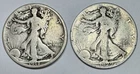 1918-S and 1929-S Walking Liberty 50c Silver Half Dollars Lot of 2