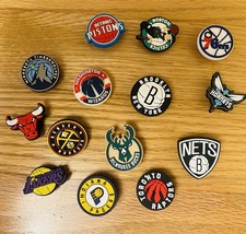 NBA Crocs Shoe Charms Lakers Pistons Nets Bulls Lot of 14 Assorted Teams