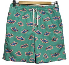 Chubbies Swim Shorts Boys Youth L 14/16 Mint Green Shark Board Quick Dry Mesh