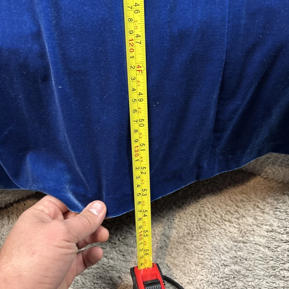 Bata Adonna Vintage Grande Azul Terciopelo Fluido Lujoso Cama Abrigo Camisón Foto 4 de 4