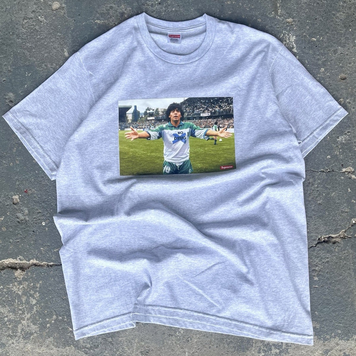 Supreme Maradona Tee Heather Grey SS24 Size Medium | eBay