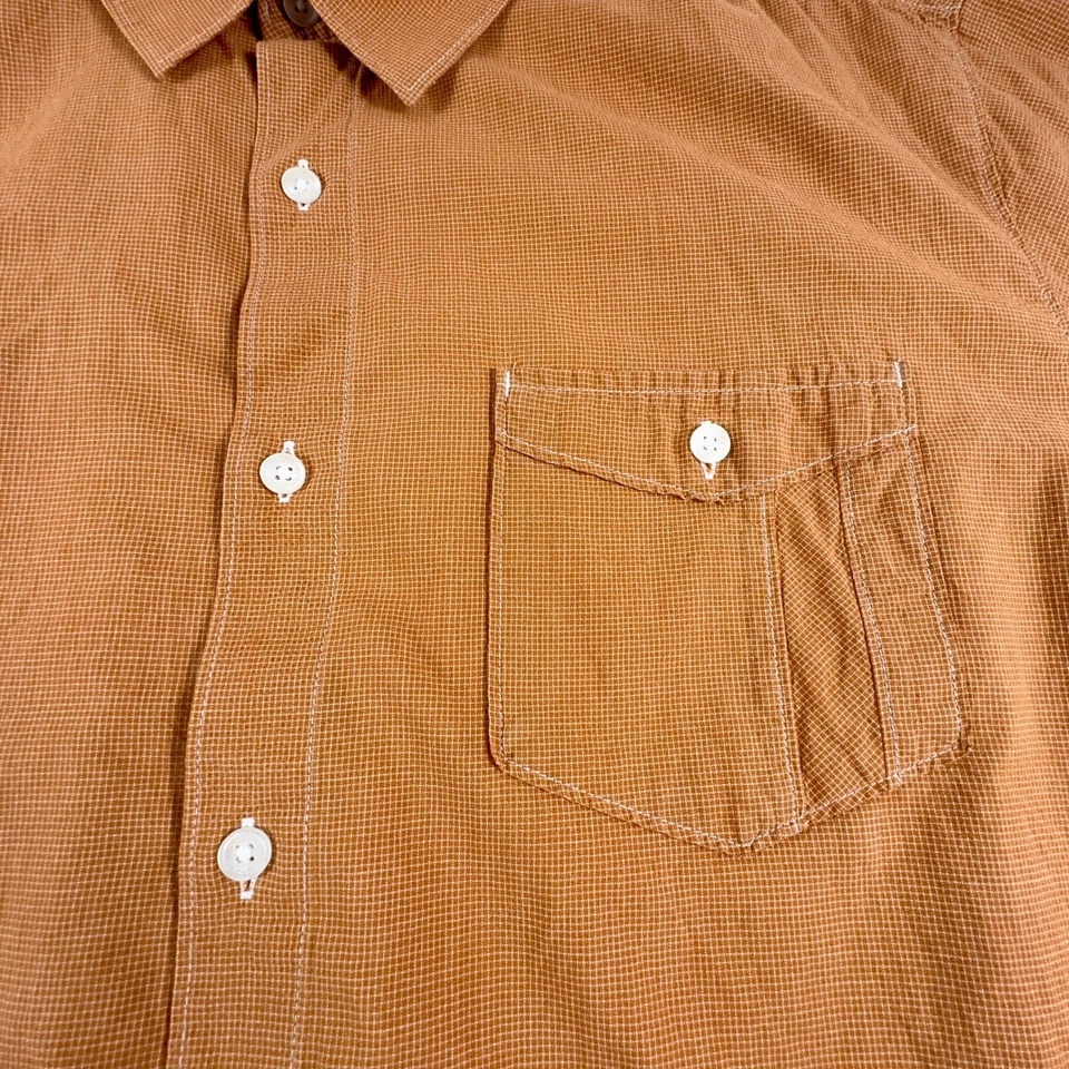 Horny Toad Shirt Men's L Orange Organic Short Sleeve Button Up Pocket Front - Image 4 of 4