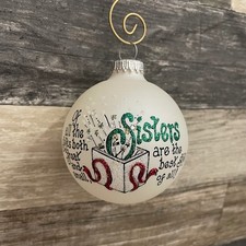 Teresa Thibault Heart Gifts Sisters Best Gift Glass Christmas Ornament USA Made