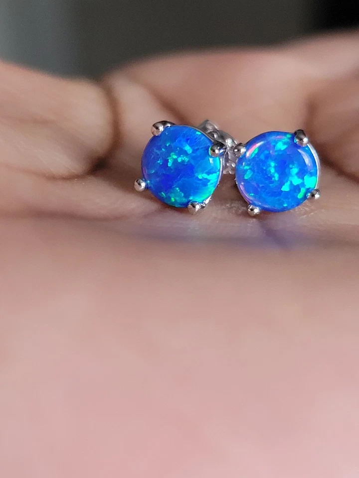 boucles d'oreilles Opale Bleue Pailleté  - Imagen 4 de 4