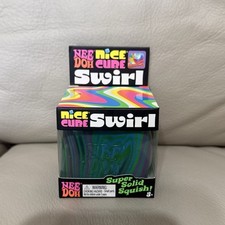 NeeDoh Nice Cube SWIRL Super Solid Squish Squeezable Squishy Green Blue Purple