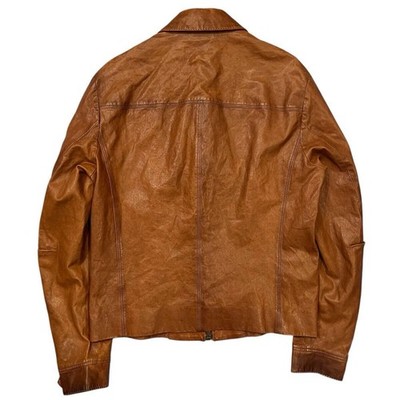 Prada Mens Leather Jacket Brown Size 48 Vintage Authentic Vtg Auth