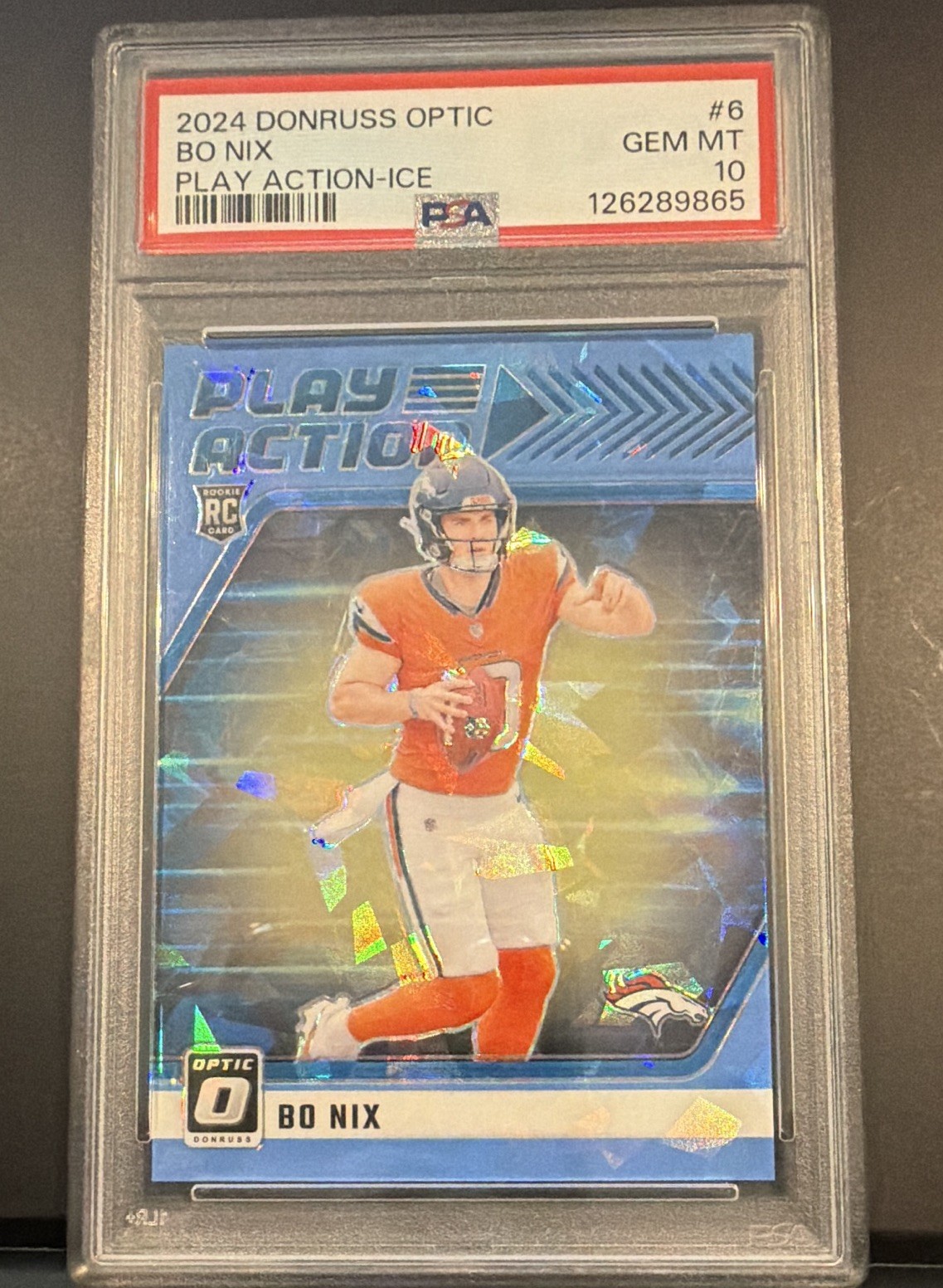 Bo Nix Panini Donruss Optic Play Action #6 Ice