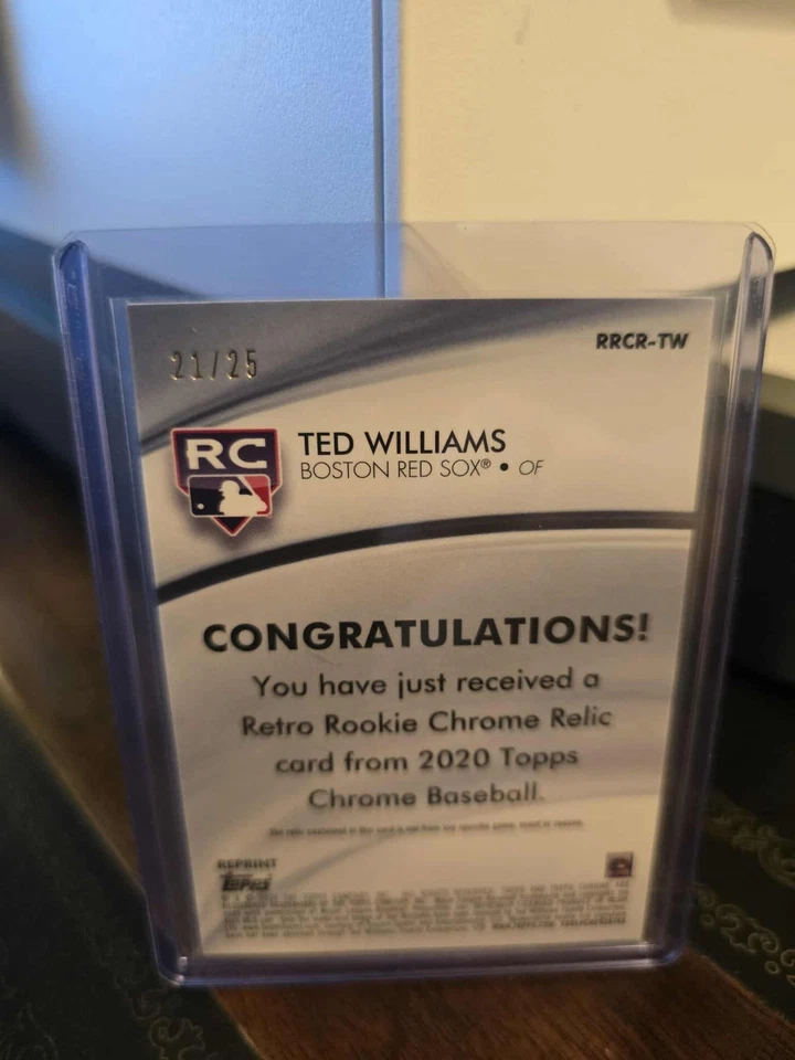 Tarjeta de murciélago Topps 2020 cromada Ted Williams retro novato reliquia juego usada naranja/25 Foto 2 de 2