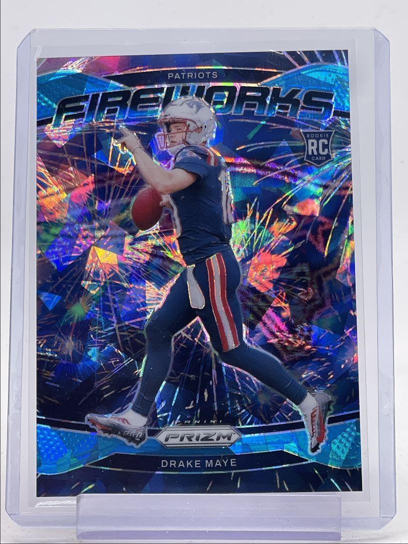 DRAKE MAYE 2024 PANINI PRIZM FIREWORKS ROOKIE BLUE ICE PATRIOTS RC /99 Q5540