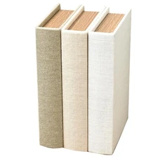 Modern Linen and Wood Decorative Faux Book Boxes Set of 3,10", Taupe,Beige,Of...
