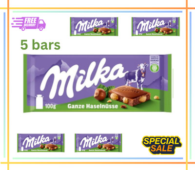 Milka Whole Hazelnuts, 5 bars