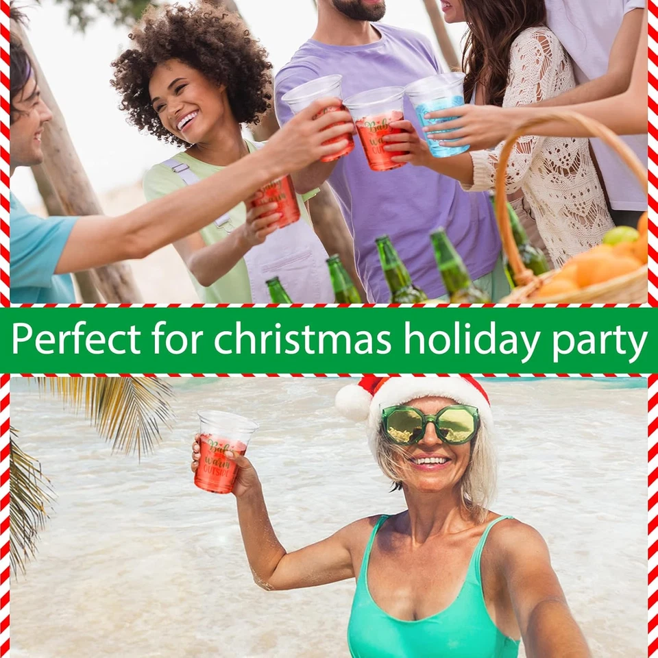 50件装圣诞节7月一次性塑料杯婴儿户外温暖透明杯 — 第 4/4 张图片