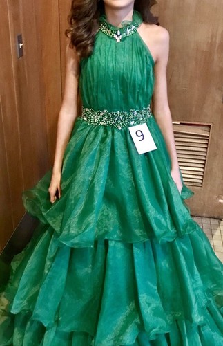 One More Couture Green custom pageamt dress Girls Size 14. - Picture 5 of 5