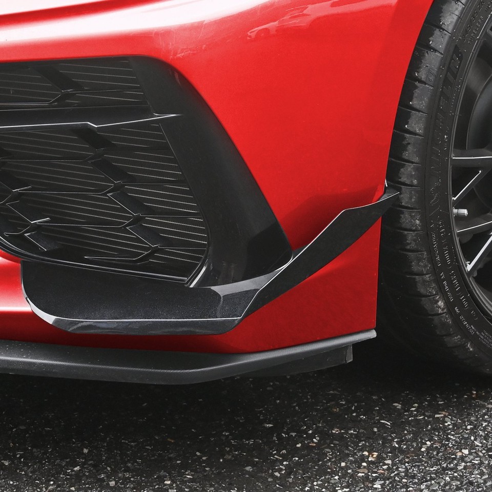 Chevrolet Corvette C8 Z51 Front Bumper Splitter Lip Spoiler Plastic Black (Unpainted) / 3-Piece Version / Corvette C8 Stingray
