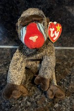 TY Beanie Baby CHEEKS the Baboon With Tag Retired DOB May 18th, 1999 