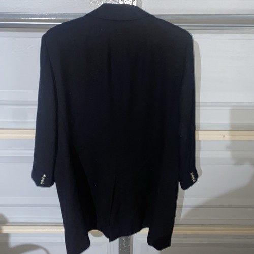 Lauren Ralph Lauren 3 Button Emblem Black Blazer 100% Wool Size 14W See Pictures - Picture 10 of 13