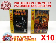 10x SEGA GENESIS 32X CIB GAME - CLEAR PLASTIC PROTECTIVE BOX PROTECTOR SLEEVE